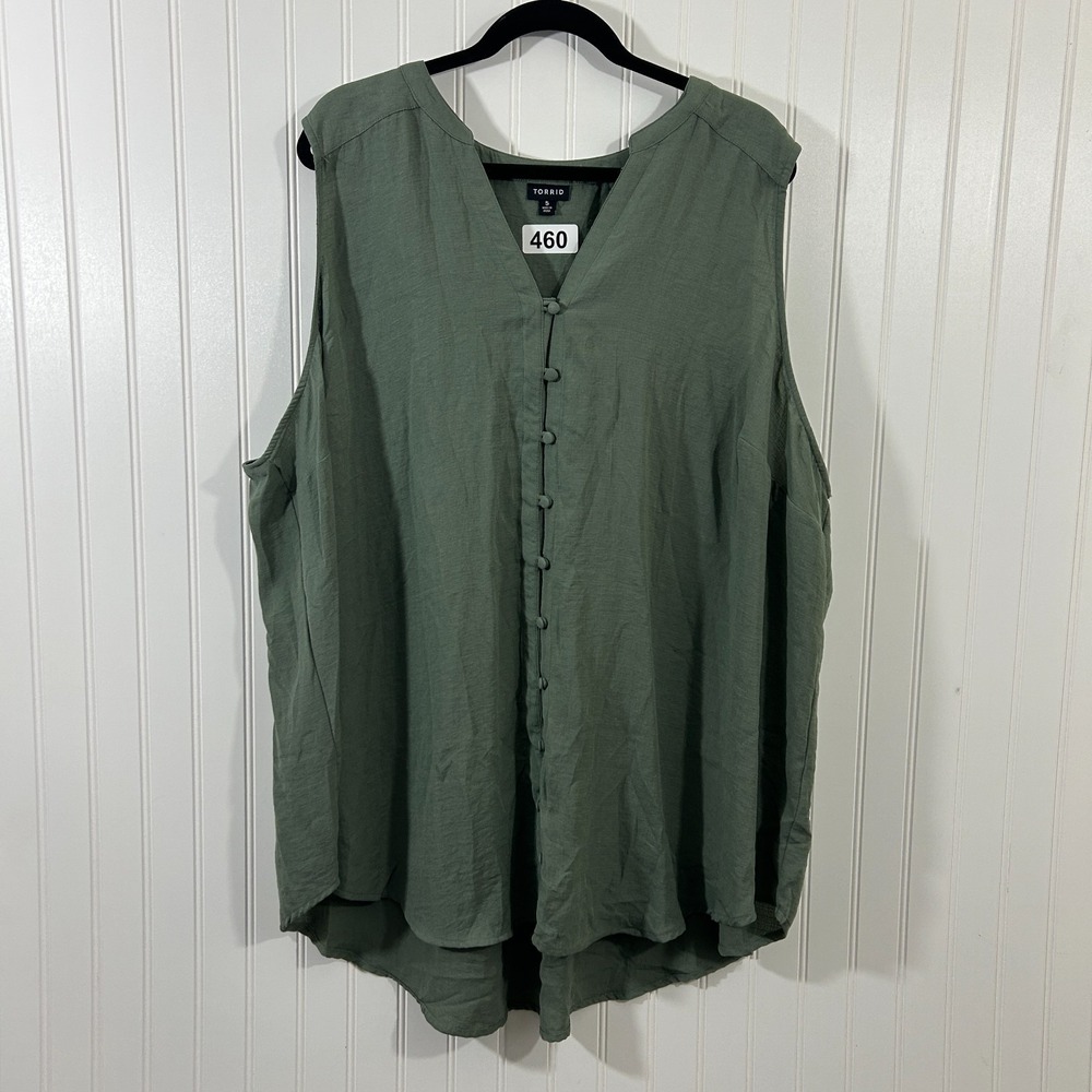 Torrid Harper Gauze Button Front Sleeveless Blouse Size 4X Green - Picture 3 of 7